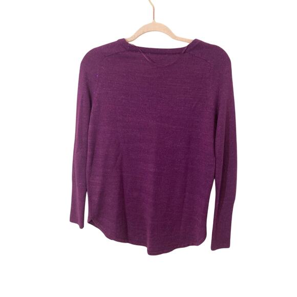 Apt 9 Purple  Modest Sparkly Regency Shimmer Basic Long Sleeve Essential Sweater - Picture 3 of 3